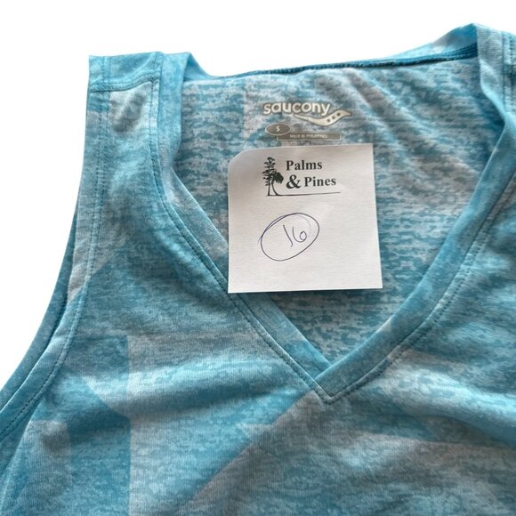 Saucony Womens Athletic Tank Top Blue V Neck Sleeveless Size Small - Picture 4 of 8